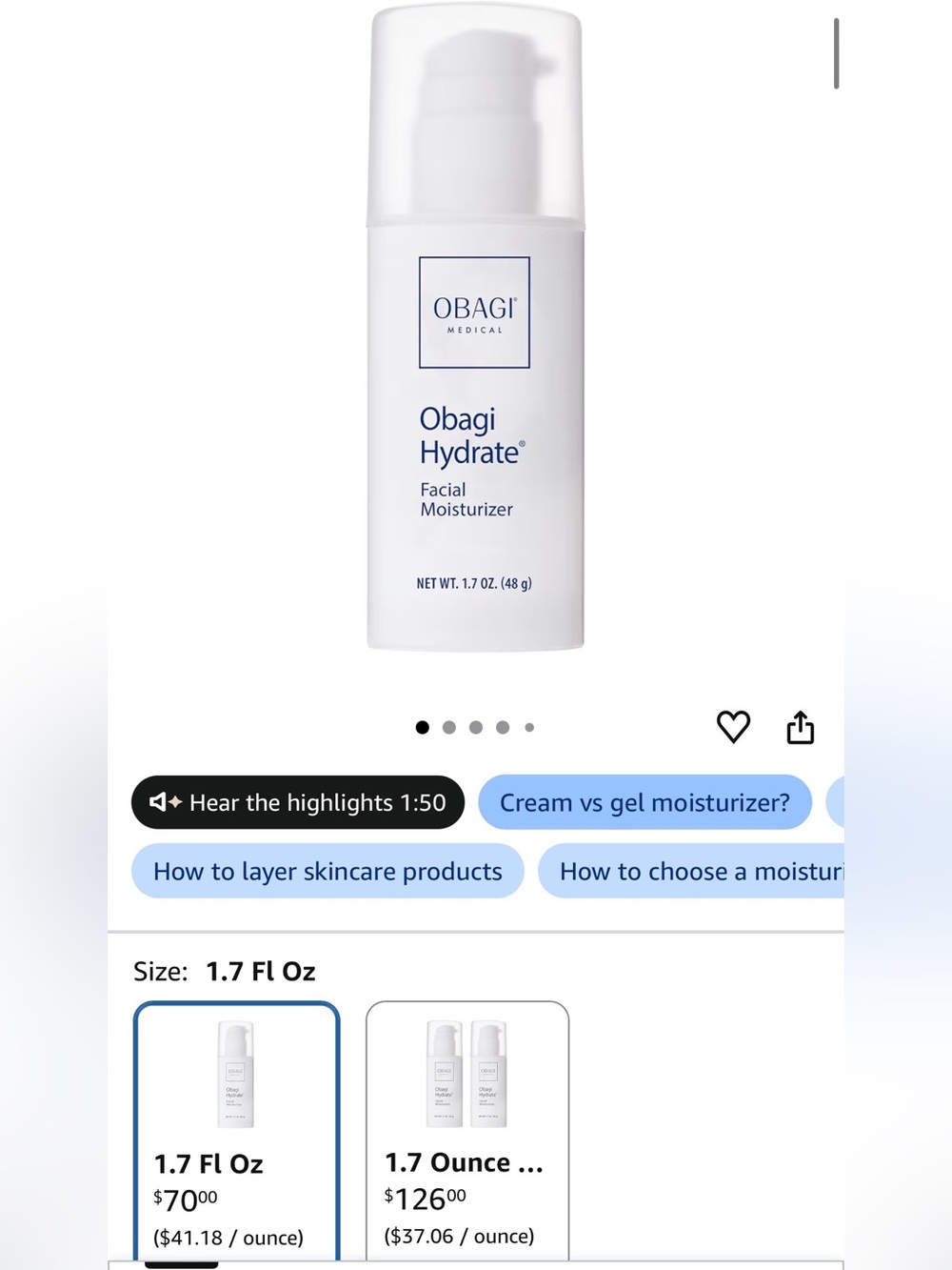 Obagi Hydrate Facial Moisturizer - New